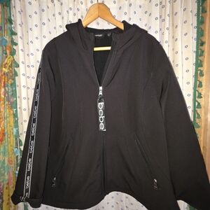 Bebe Black Zip-Up Hoodie with Logo